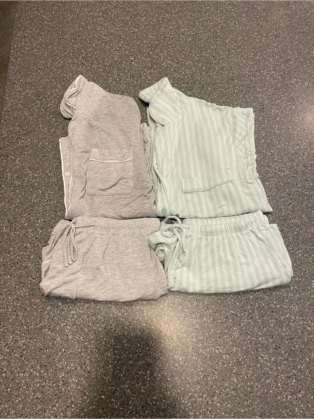 Auden Two-Piece Lounge Set - Light Gray & Mint Stripe